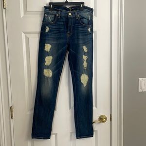 7 For All Mankind the Relaxed Skinny Distressed Jeans 25 Womens fits like 27